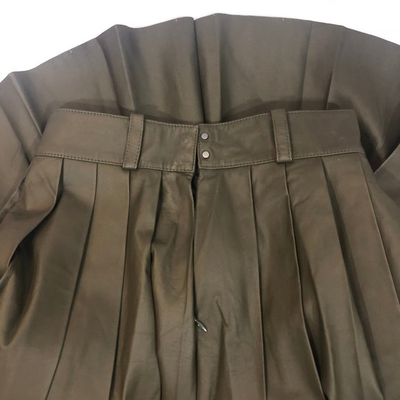 NEW DROME Leather Pleated A-Line Mini Skirt - Picture 5 of 6